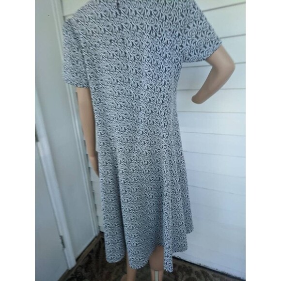 60s Mod Black Silver Metallic Print Dress Polyester Vintage L XL 40 Bust - Picture 7 of 10